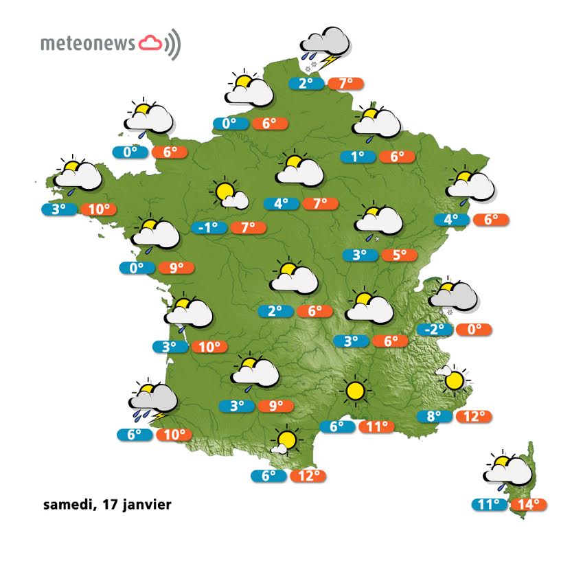 Prévisions météo France du samedi 17 janvier