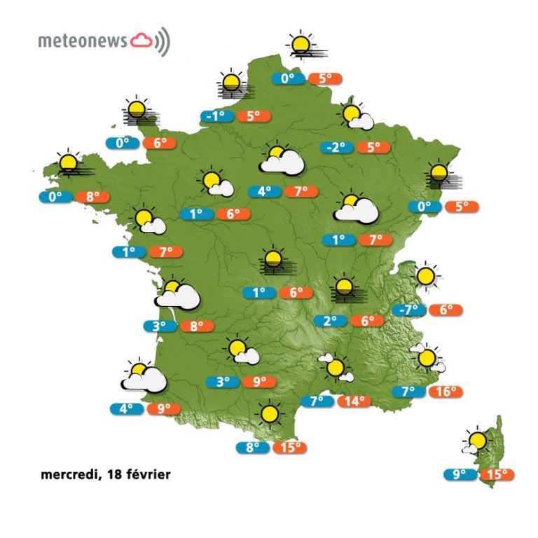 Prévisions météo France du mercredi 18 février