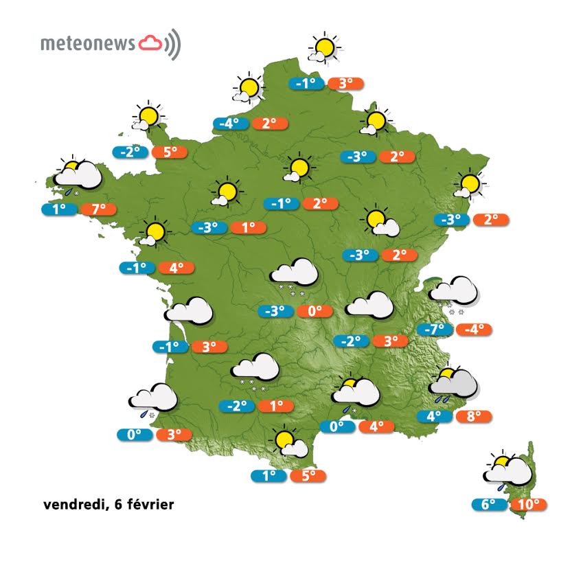 Prévisions météo France du vendredi 6 février