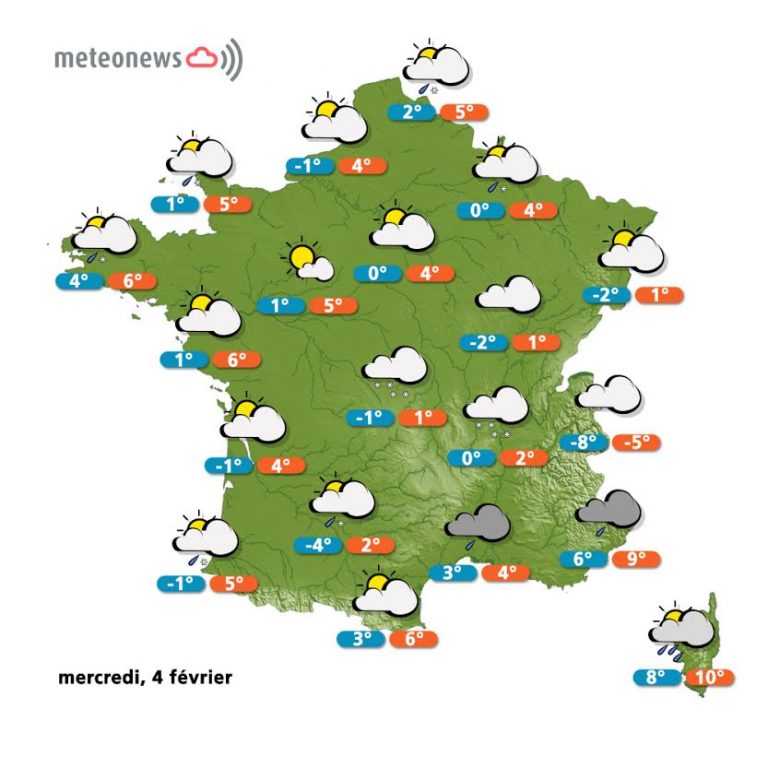 Prévisions météo France du mercredi 4 février