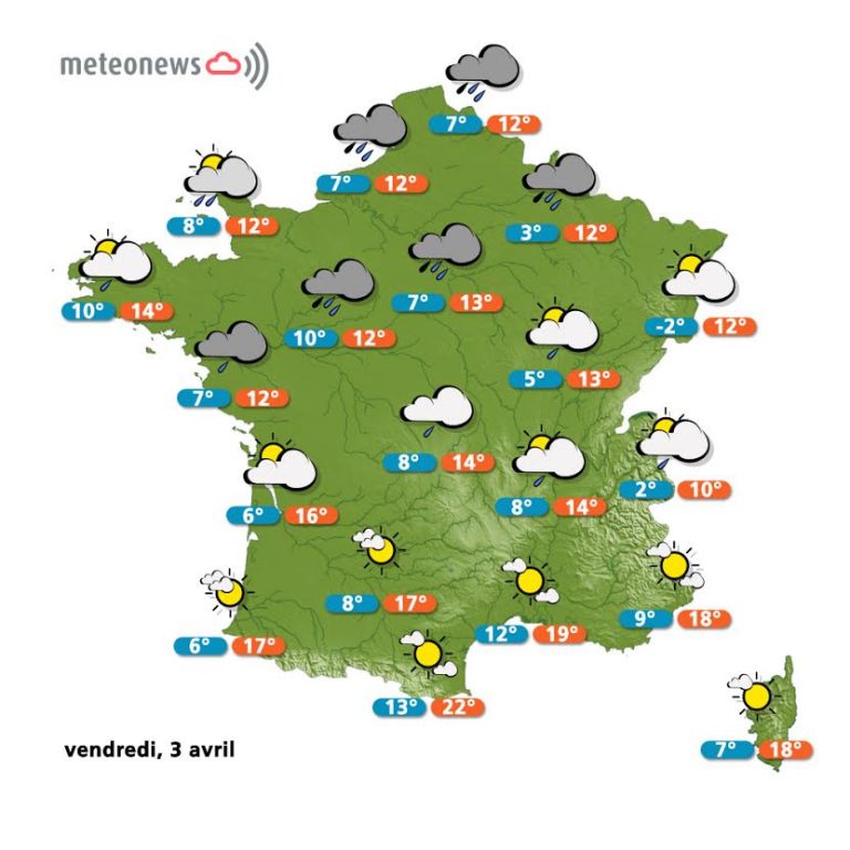 Prévisions météo France du vendredi 3 avril