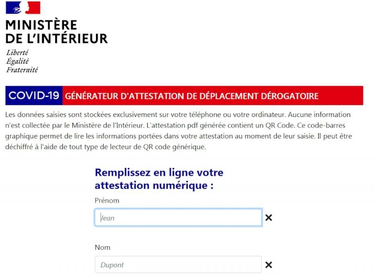 coronavirus attestation deplacement mobile